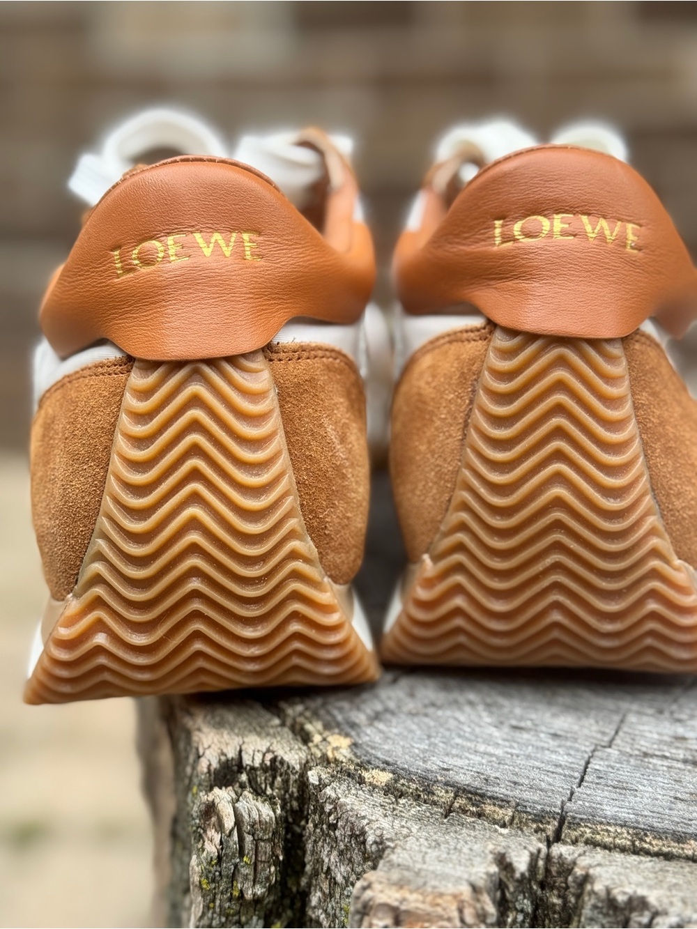 Loewe White and Tan Suede-Trim Athletic Sneakers size 38 - Picture 4 of 10